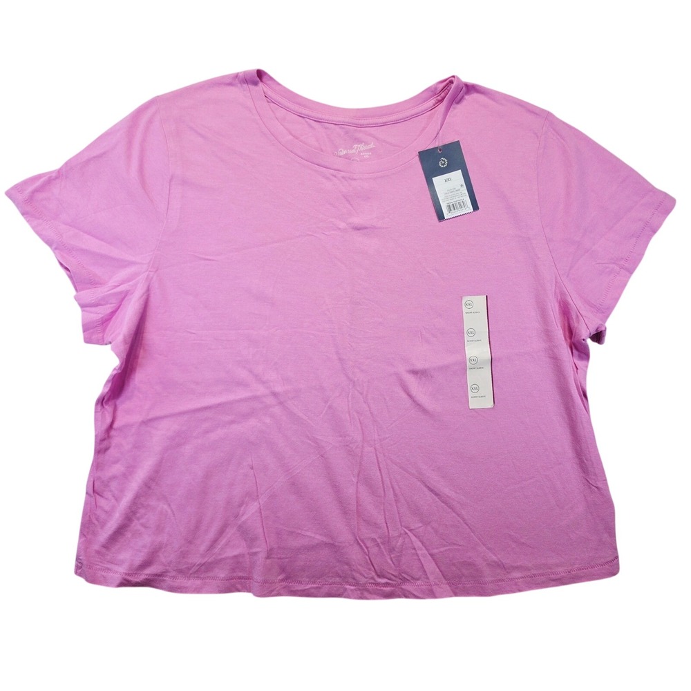 Universal Thread Womens XXL Dahlia Pink Cropped Short Sleeve Cotton T-Shirt NWT